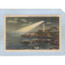 ME Portland Lighthouse Postcard Portland Head Lighthouse by night Casco Ba~164