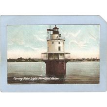 ME Portland Lighthouse Postcard Spring Point Light lighthouse_box1~166