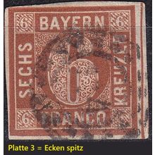 GERMANY Bayern Bavaria [1850] MiNr 0004 II P3 ( O/used ) [08]