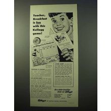 1951 Kellogg's Cereal Ad - Teacher, Breakfast is Fun