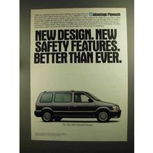 1991 Plymouth Voyager Ad - New Safety Features