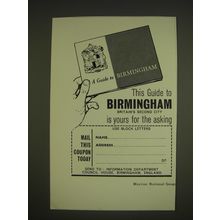 1963 Birmingham Tourism Ad - This guide to Birmingham Britain's second city