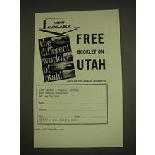 1963 Utah Tourism Ad - Now available free booklet on Utah