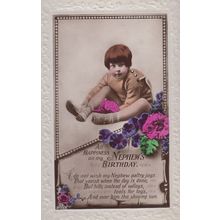 Gender Dysphoria Cross Dressing Nephew Antique Real Photo Birthday Postcard