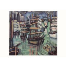 Modern Art In Britain During The War Barbican Ship WW1 Exhibit Painting Postcard