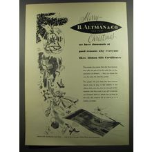 1953 B. Altman Gift Certificates Advertisement - Merry Christmas