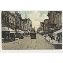 Charleston SC King Street View Tram early 20th C. RPPC Valentine 206653
