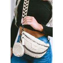 Bright White Colorblock Strap Chain Shoulder Bag With Coin Purse