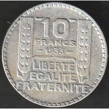 1933 France 10 Francs Silver Coin