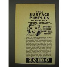 1940 Zemo Ointment Ad - Ugly Surface Pimples