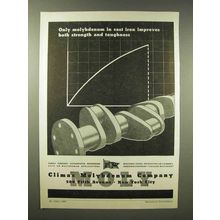 1945 Climax Molybdenum Ad - Cast Iron Strength