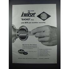 1954 Kwikset 600 Line Locksets Ad - Six Pin Tumbler