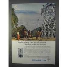 1966 Bethlehem Steel Ad - Tramway Nepalese Peaks