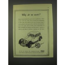 1949 MG Cars Ad - Why do we work?