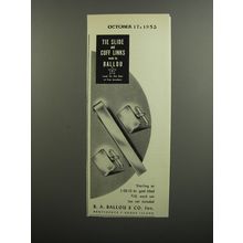 1953 Ballou Tie slide and Cuff Links Advertisement