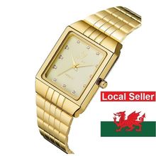 Square Luminescent Face Gold Stainless Steel Movable Clasp Bracelet Watch