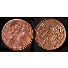Australia Two Cent 1966 Used. Coin Frilled neck-lizard, 2c QE II