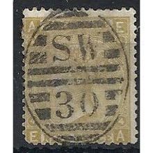 1867 SG110 9d Straw Fine Used Good Colour Check Letters "EA".