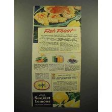 1953 Sunkist Lemons Ad - Fish Feast!