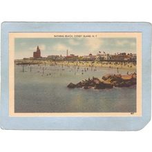 New York Coney Island Amusement Park Postcard Bathing Beach Coney Island t~344