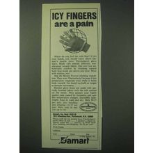 1978 Damart Glove Liners Ad - Icy Fingers Are a Pain