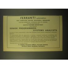 1966 Ferranti Limited Ad - Ferranti automation new computer centre, bracknell
