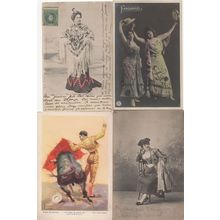 Spanish Ladies Fashion Bullfight Fandango 4x Old Postcard s