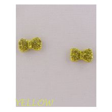 Bow earrings w/decorative rhinestones