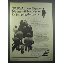 1979 TWA Airline Ad - Airport Express Jumping the Queue