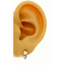 New Real Solid 14K Yellow Gold Round CZ Huggie Style Closure Earrings
