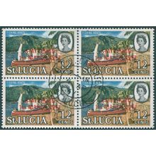 St Lucia 1967 12c Fishing Boats SG234 used block x4
