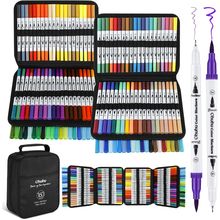 Ohuhu Markers for Adult Coloring Books No Bleeding 160 Colors Water-Based Dual T