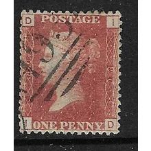 GB 1858 QUEEN VICTORIA 1d RED PLATE 80 OF USED SG43 ID