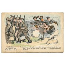 Postcard WW1 Sketches of Tommy's Life British Army At the Base 5 marching girls