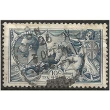 1919 SG417 10/- Dull Grey-Blue Seahorse Good+ Used ... .