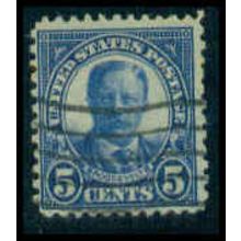 Used 637 5c Theodore Roosevelt Barely Clears M10022