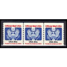 O135 20c Eagle Very Fine MNH Strip of 3 KA2024