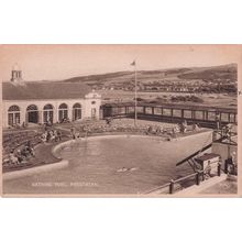 Bathing Pool Prestatyn Wales Swimming Flag Old Valentines Postcard