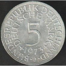 1973 J Germany 5 Mark Silver Coin