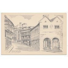The Market Hall & Tudor Buildings Ross-on-Wye Herefordshire Sketch Postcard