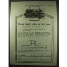 1922 Warner & Swasey 3-A Turret Lathe Ad - Bonus Checks