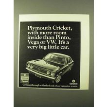 1971 Plymouth Cricket Car Ad - More Room Than Pinto