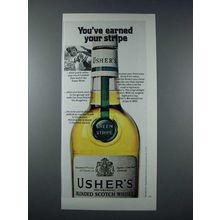 1975 Usher's Green Stripe Scotch Ad - You've Earned Your Stripe