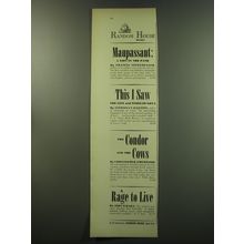 1949 Random House Books Ad - Maupassant A Lion in the Path, Francis Steegmuller