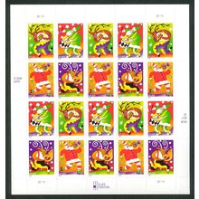 Fanciful Christmas Full Pane of Twenty 37 Cent Postage Stamps Scott 3821-24