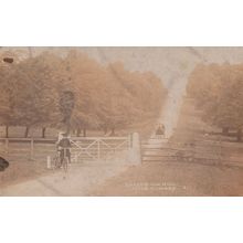 Castle Howard Bicycle Cyclist Yorkshire Worn Antique RPC Postcard