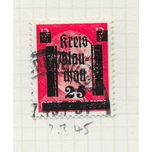 GERMANY 1945 LOCAL SURCHARGE GLAUCHAU 25Pf HITLER SAXONY USED DATED ?.7.45