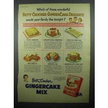 1952 Betty Crocker Ginger Cake Mix Ad