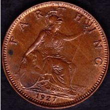 1927 Great Britain 1 Farthing Coin