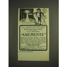 1904 Krementz one-piece Collar Button Ad - Insure